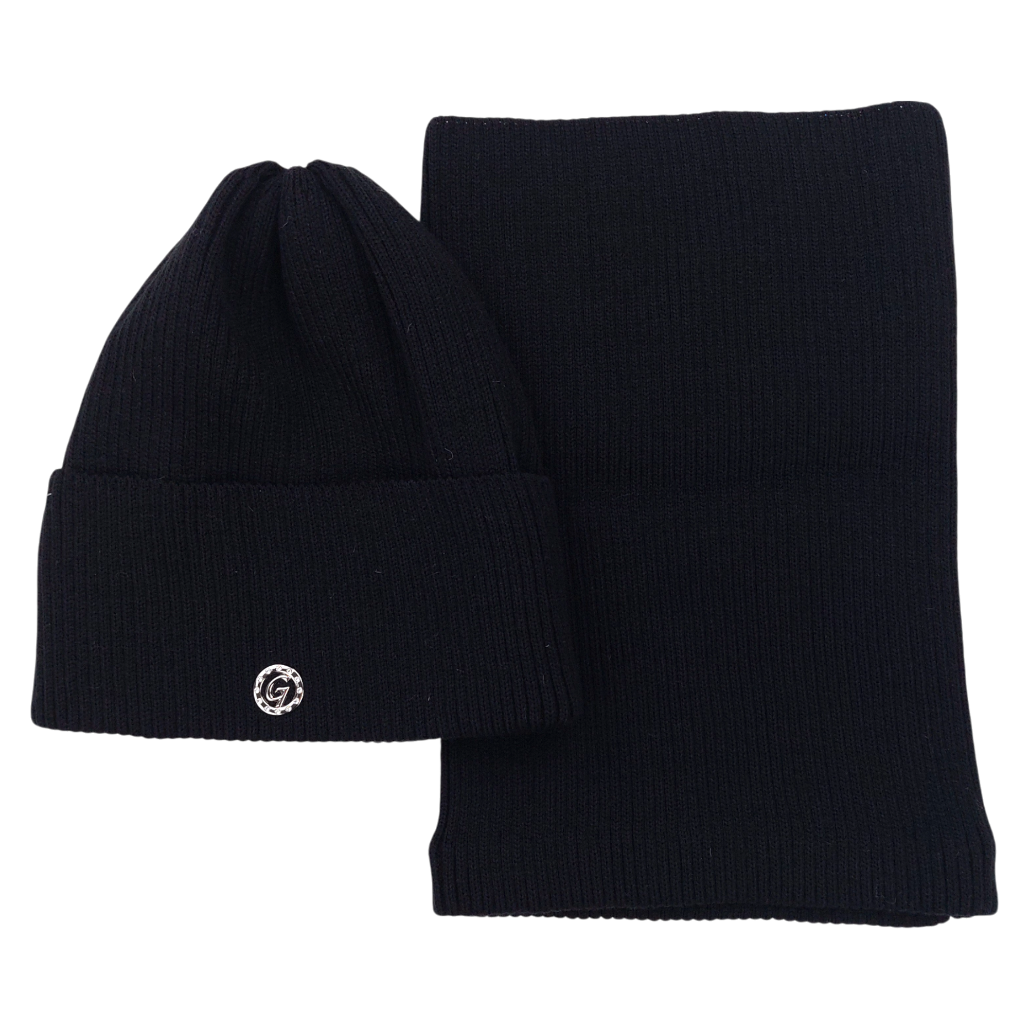 Mädchen Mütze und Schal Set, schwarz, Grans BC24-41124-14