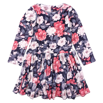 Samtkleid mit Blumen für Mädchen, rosa Guliwerkids 491-41124-40