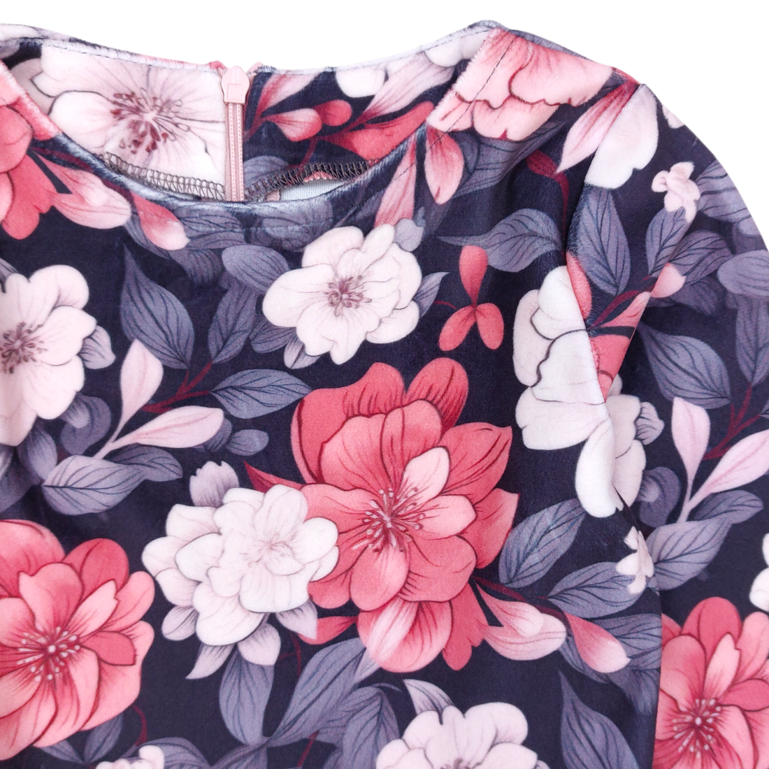 Samtkleid mit Blumen für Mädchen, rosa Guliwerkids 491-41124-40