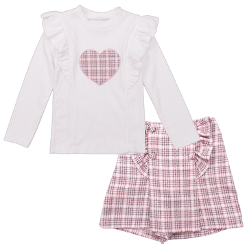 Mädchen-Set aus Bluse und Rock und Shorts, cremefarben, Lumia Baby 2018-151124-28