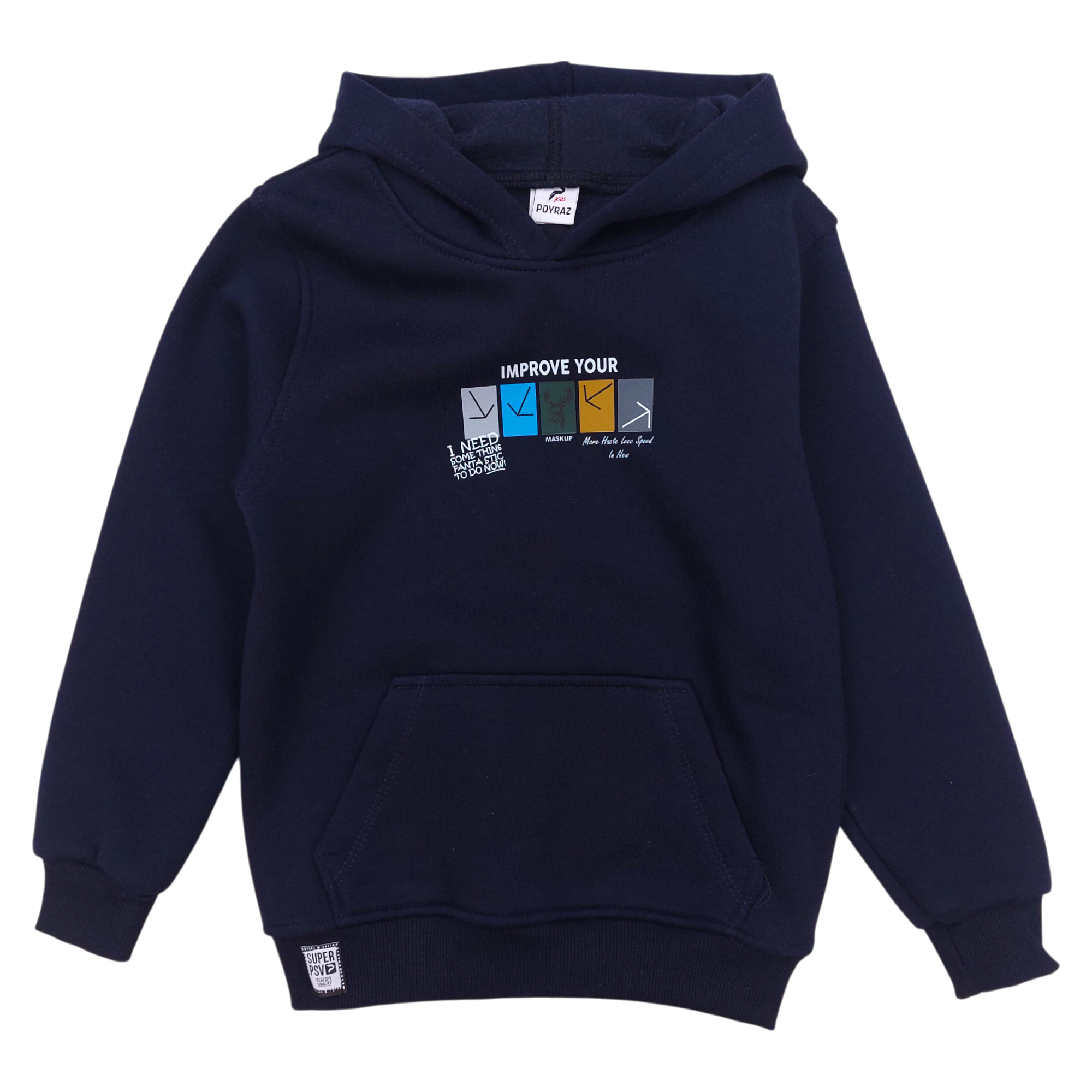Isolierter Hoodie für Jungen, Marineblau, Poyraz 70007-271124-23