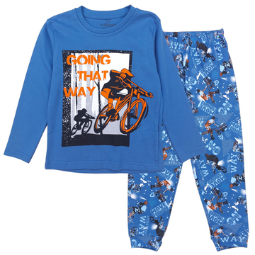 Fahrradpyjama für Jungen blau Vitmo 36421-271124-35