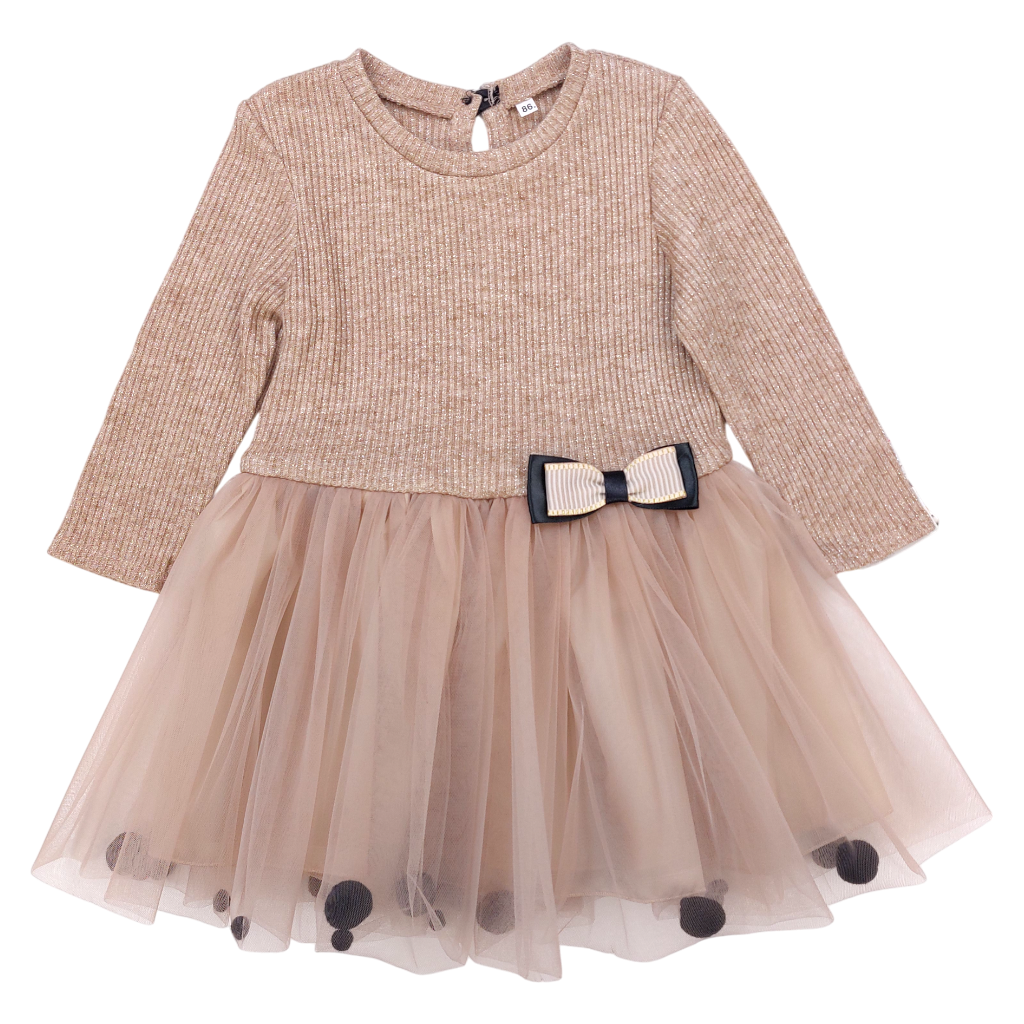 Mädchen-Pulloverkleid mit Bombermuster, beige, Guliwerkids 12998-161224-1