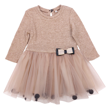 Mädchen-Pulloverkleid mit Bombermuster, beige, Guliwerkids 12998-161224-1