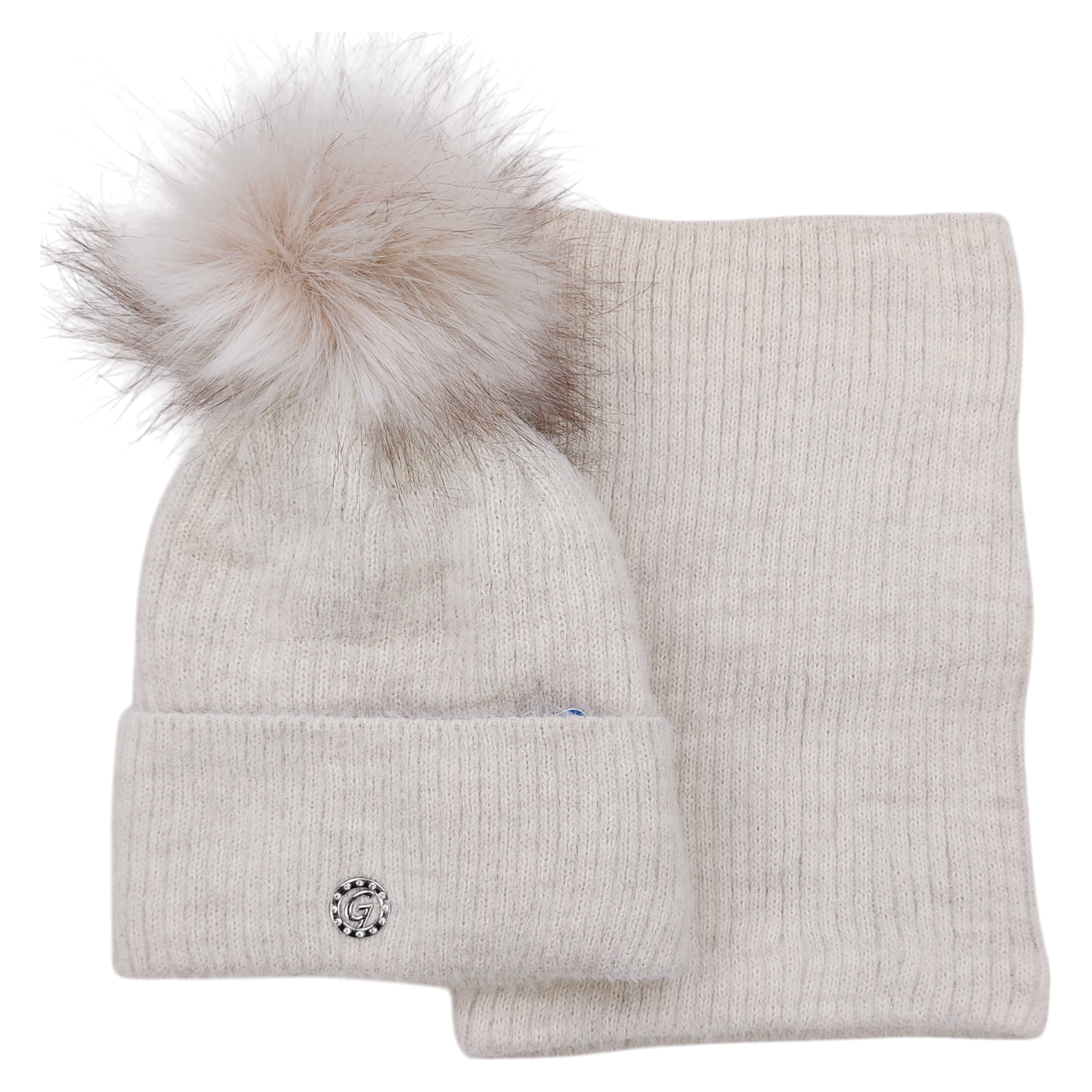 Set Mütze mit Schal für Mädchen, beige, Grans K-33-151124-1