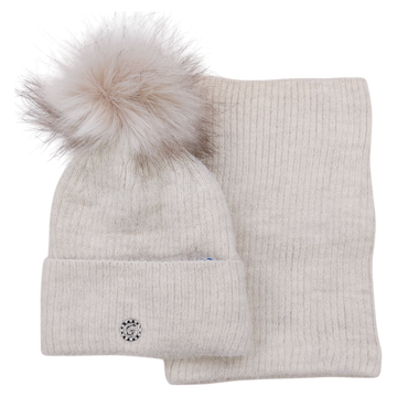 Set Mütze mit Schal für Mädchen, beige, Grans K-33-151124-1