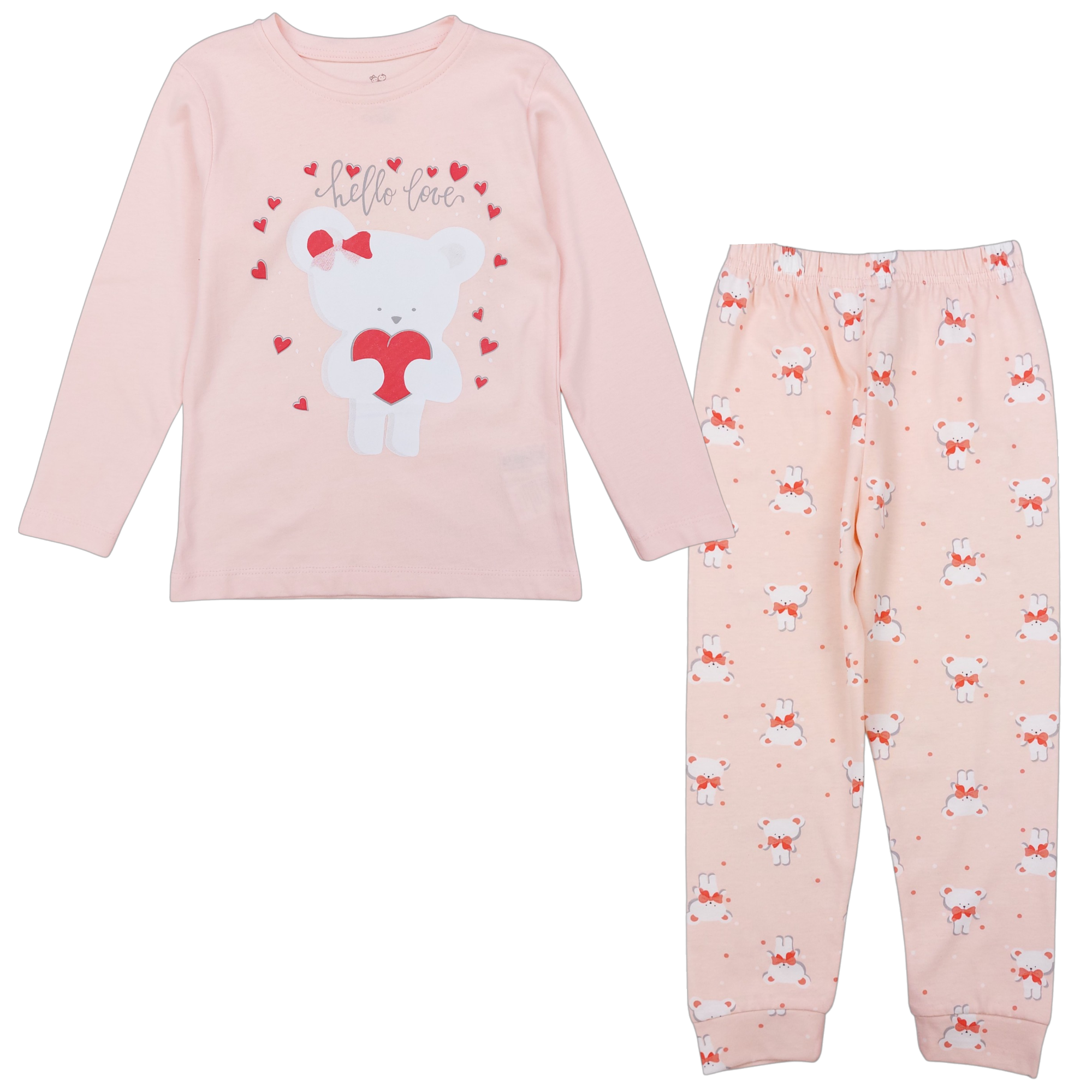 Teddybär-Schlafanzug für Mädchen, Aprikose, Vitmo 6582-271124-33