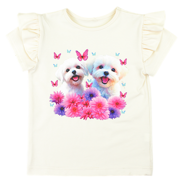 Mädchenbluse mit Hunden, hellbeige, Guliwerkids 2025-11-7325-61