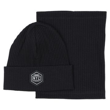 Jungen-Mütze und Schal-Set schwarz Guliwerkids 2033-17-14325-14