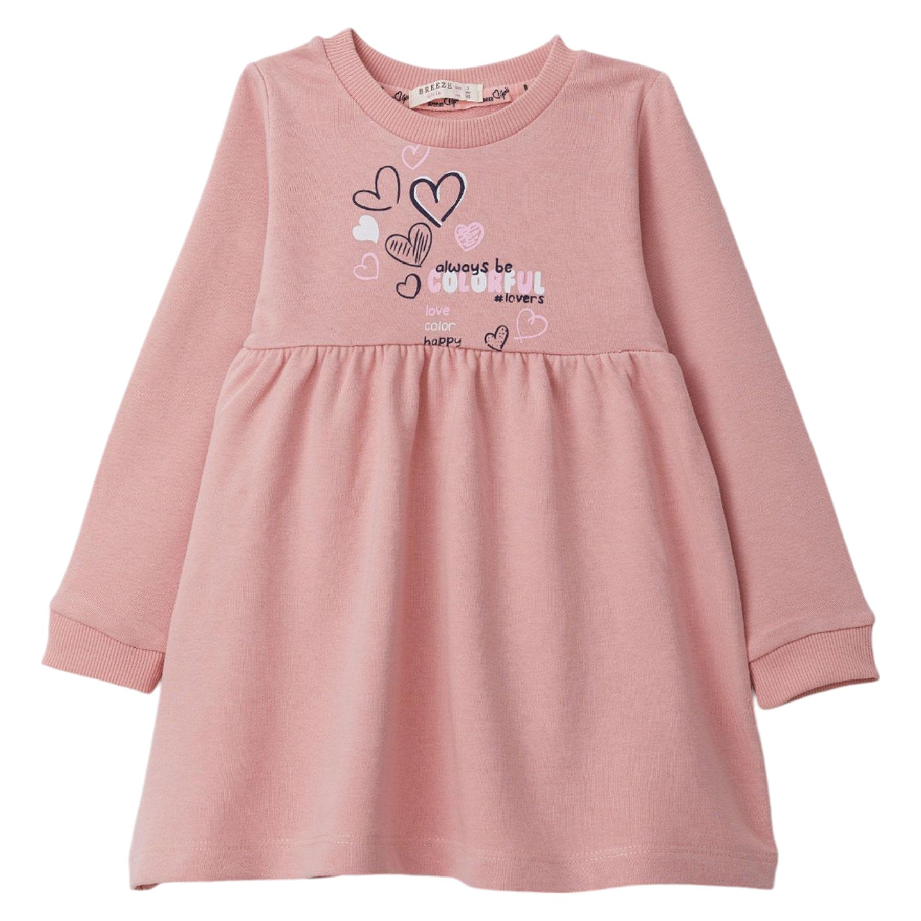 Lilafarbenes Mädchenkleid aus Baumwolle mit Herzmuster Breeze 20837-30924