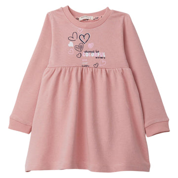 Lilafarbenes Mädchenkleid aus Baumwolle mit Herzmuster Breeze 20837-30924