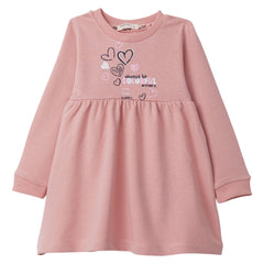 Lilafarbenes Mädchenkleid aus Baumwolle mit Herzmuster Breeze 20837-30924