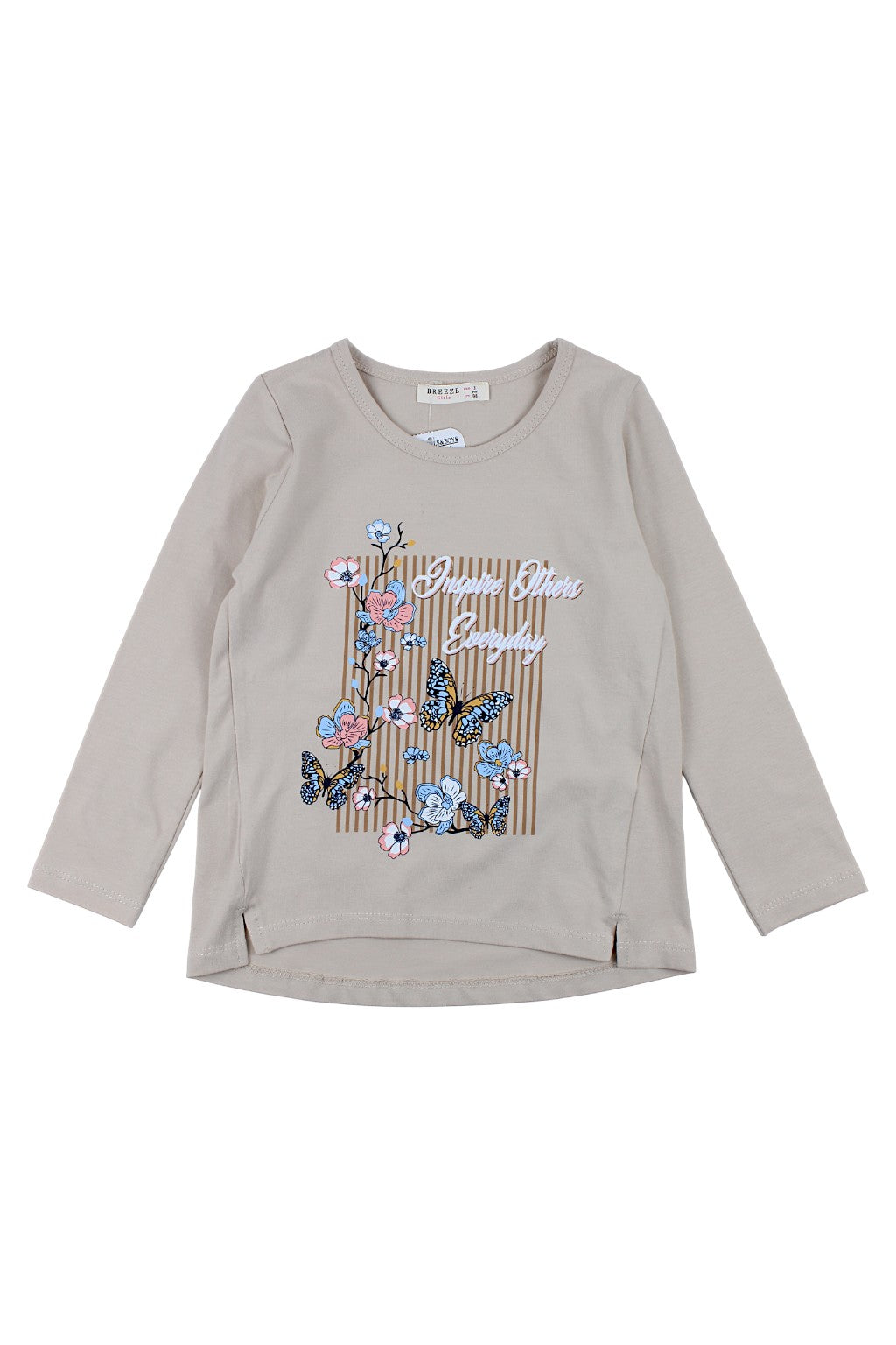 Mädchenbluse mit Blumen- und Schmetterlingsmuster, beige, Breeze 21054-20825-1