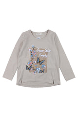 Mädchenbluse mit Blumen- und Schmetterlingsmuster, beige, Breeze 21054-20825-1
