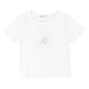 Mädchenbluse mit Blumenmuster und Perle, Creme, Breeze 21398-5325-28