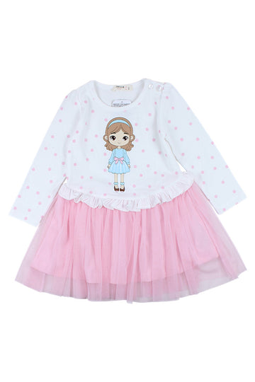 Mädchenkleid aus rosa Baumwolle mit Polka-Dots, Breeze 21492-81025-40