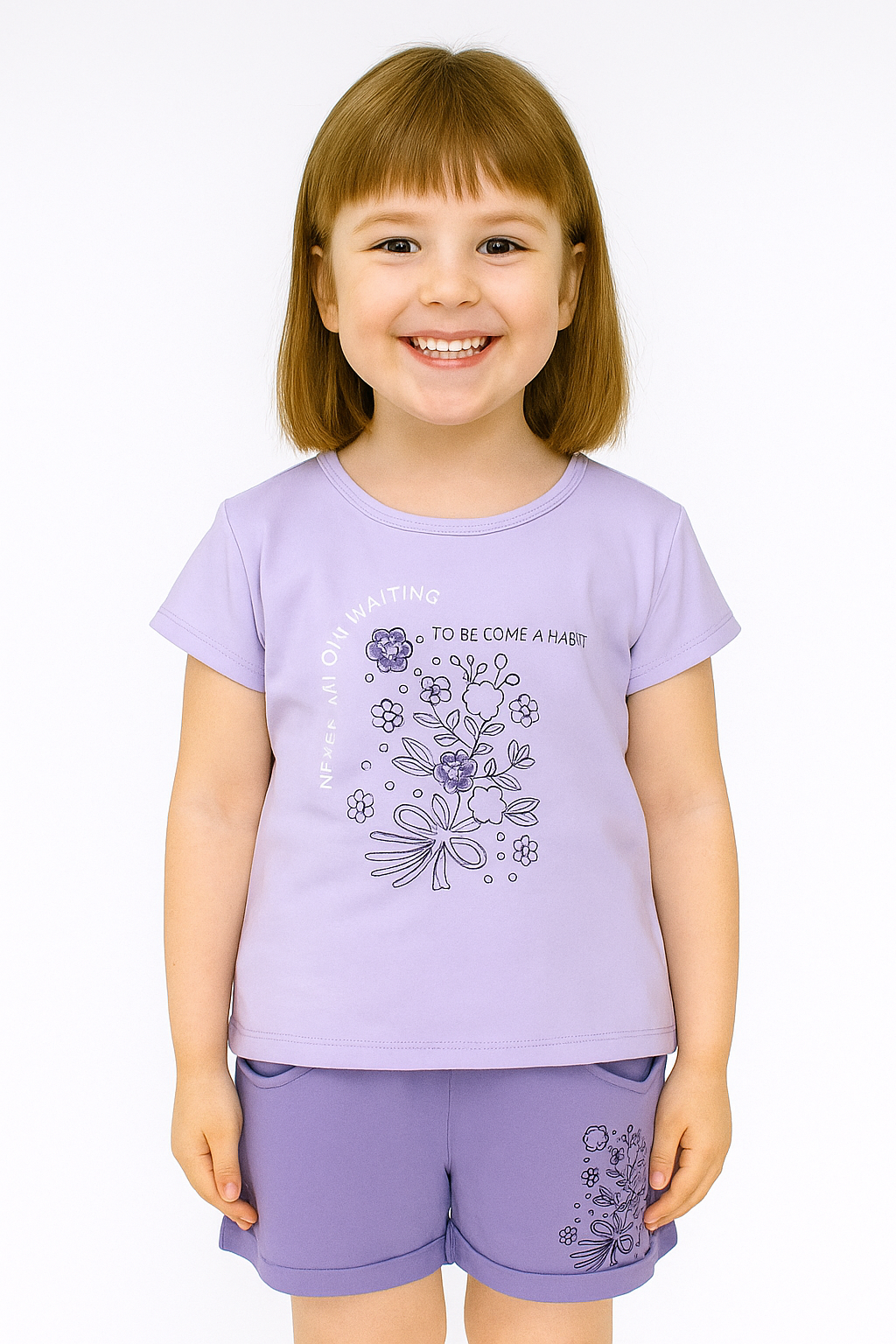 Lila geblümtes Shorts-Set für Mädchen Breeze 21673-17625