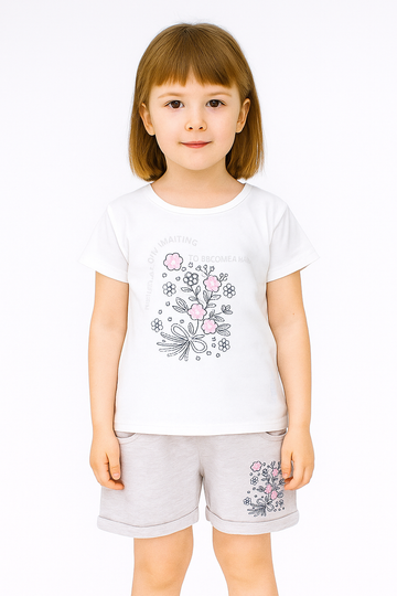 Beigefarbenes Shorts-Set mit Blumenmuster für Mädchen Breeze 21673-17625