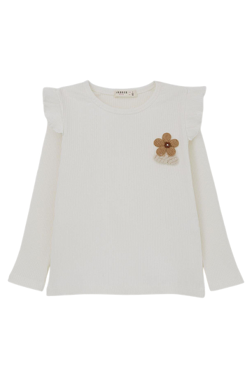 Mädchenbluse mit Blumenstreifen, cremefarben, Modell Breeze 22096-20825