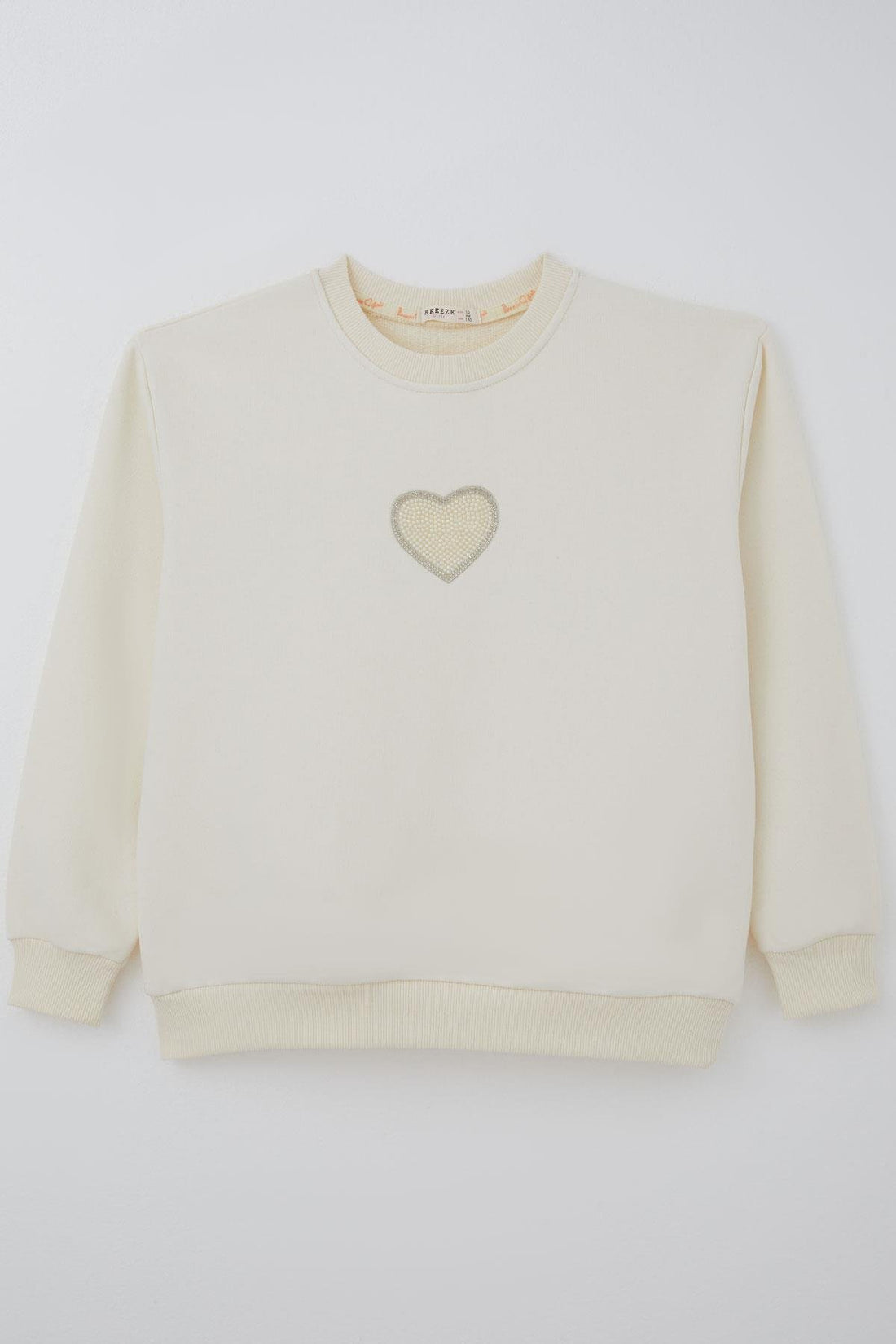 Bluza dziewczęca kremowa z sercem i perełkami Breeze 22458-21225-28