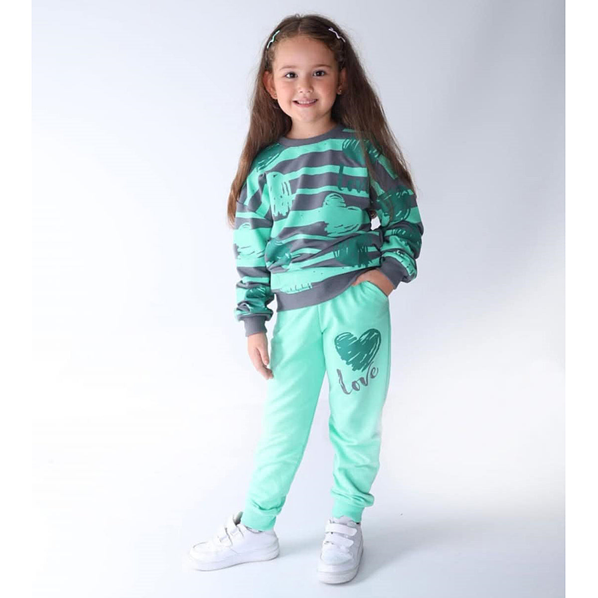 2-teiliger Trainingsanzug für Mädchen grün Stella Kids 913-22125-48