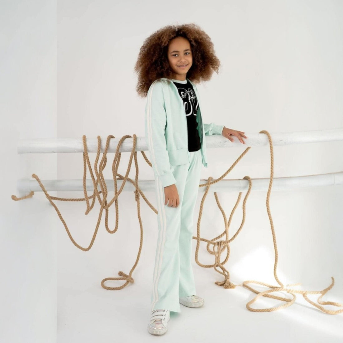 Mädchen-Streifen-Sweatshirt, Minze Kiz 23225-10124-32