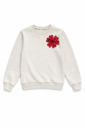 Sweter kwiat dziewczęcy jasny beż Nando 2338-111225