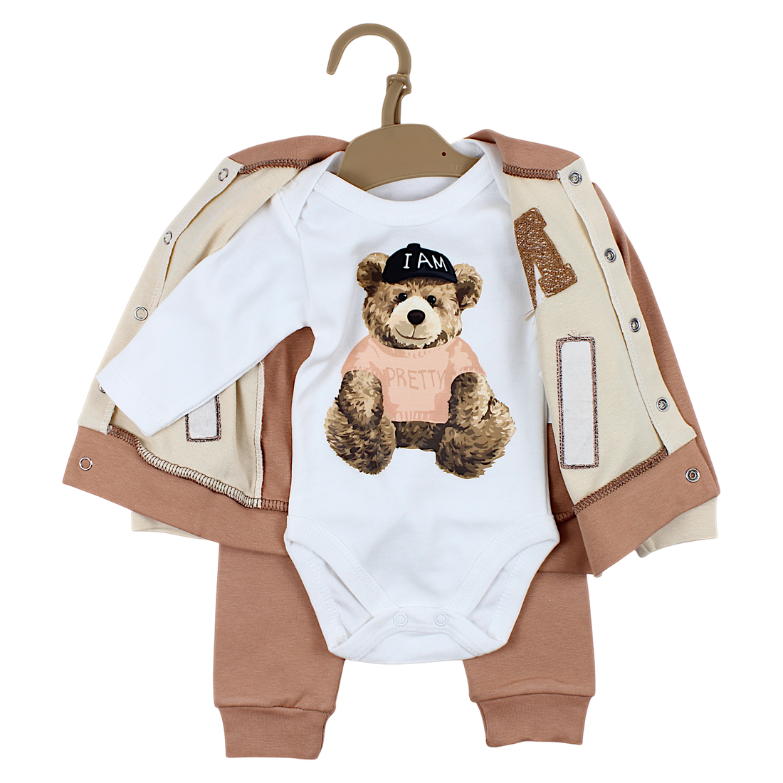 Set mit Teddybär-Body für Jungen, beige, Simarik 2416-15425-1