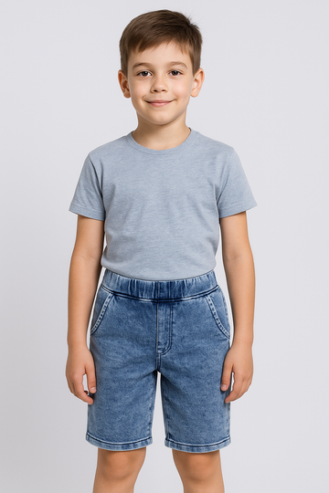 Weiche Jungen-Shorts, Jeansfarbe, Mimi, 2426-12625