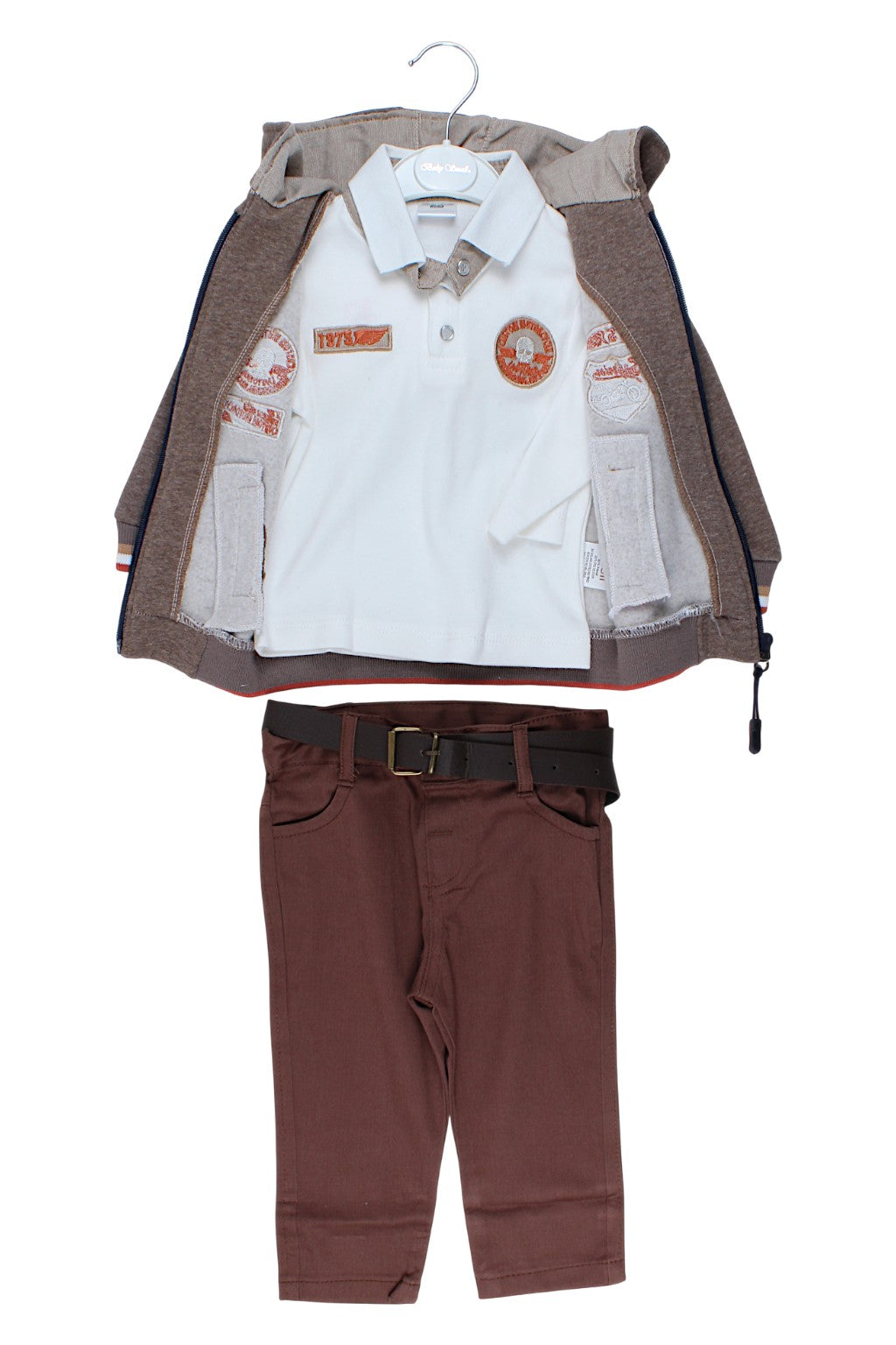 3-teiliges Anzugset für Jungen, braun, Babygröße S 2541-291025-4