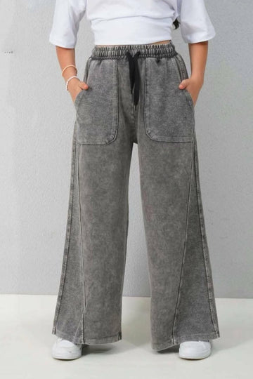 Spodnie szwedy dekatyzowane dziewczęce szare Haykids 25WB315-30126