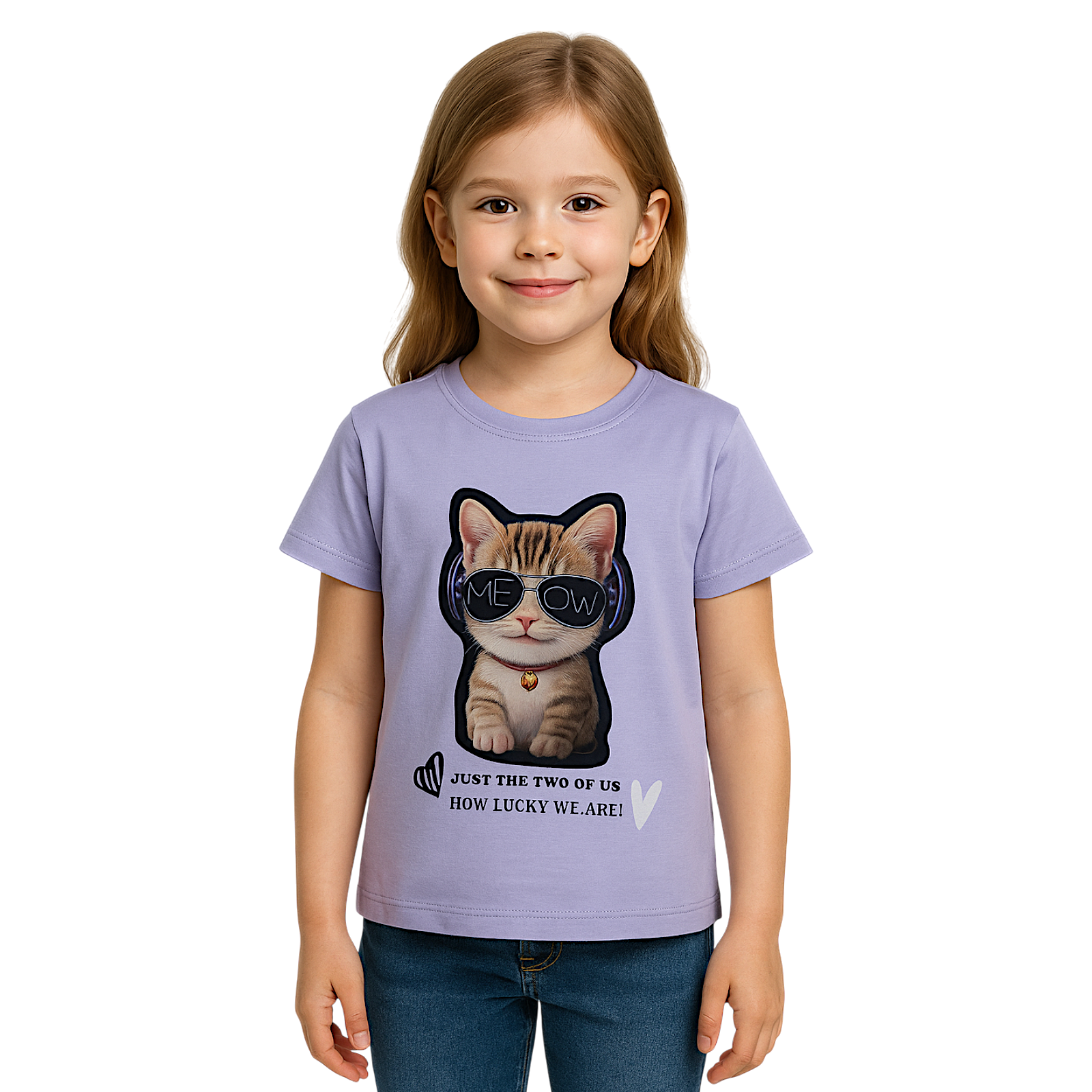 Kätzchenbluse mit Diode für Mädchen, lila, Pampella 2605-30525-29