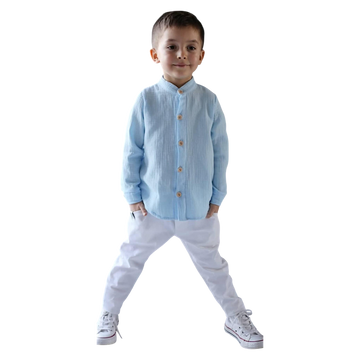 Musselin-Shirt für Jungen, Blau Royal Kids 2822-6525-35