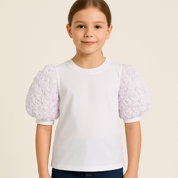 Weiße Bluse mit rosa Ärmeln für Mädchen weiß Guliwerkids 2828-6525-3