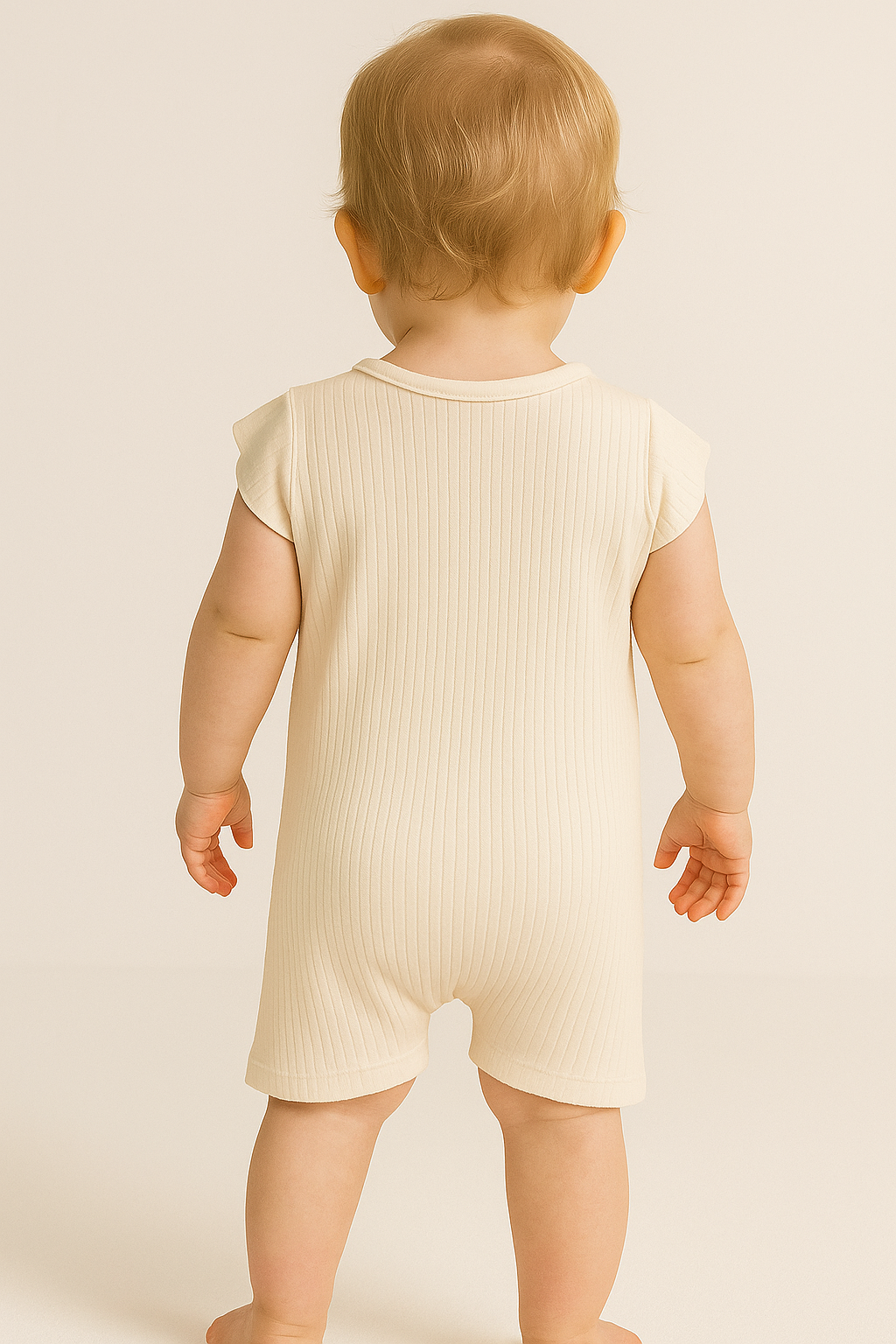 Erdbeercremefarbener Mädchenstrampler Pokipo 3022-5625-28