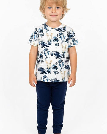 Koszulka wyścigówka chłopięca granatowa Chrisma Kids 3142-12226-23