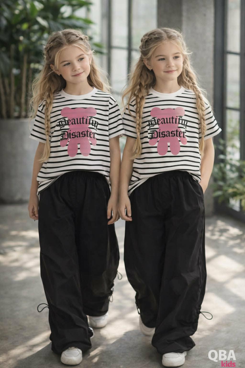 T-shirt z misiem dziewczęca biały Qbakids 3152-25226-3