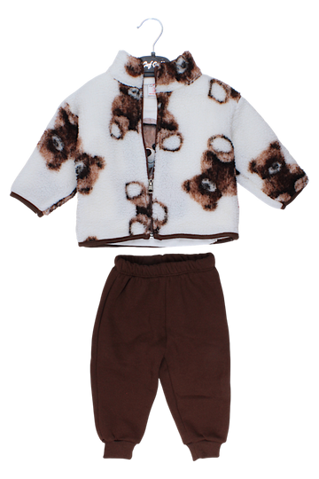 Jungen-Sweatshirt-Set aus Polarfleece, Teddybär, Schokolade, Cuf cuf 3219-11925