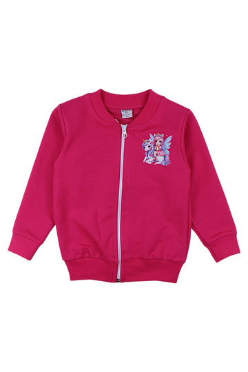 Mädchen-Sweatshirt mit Reißverschluss in Fuchsia und Stehkragen, Modell Ossy 3232-6825