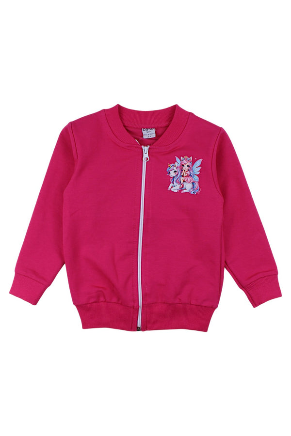 Mädchen-Sweatshirt mit Reißverschluss in Fuchsia und Stehkragen, Modell Ossy 3232-6825