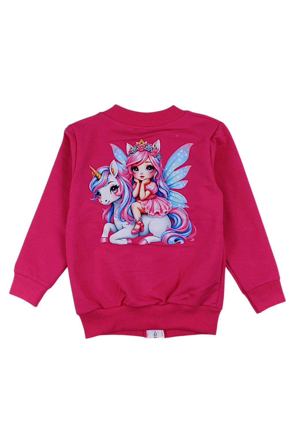 Mädchen-Sweatshirt mit Reißverschluss in Fuchsia und Stehkragen, Modell Ossy 3232-6825