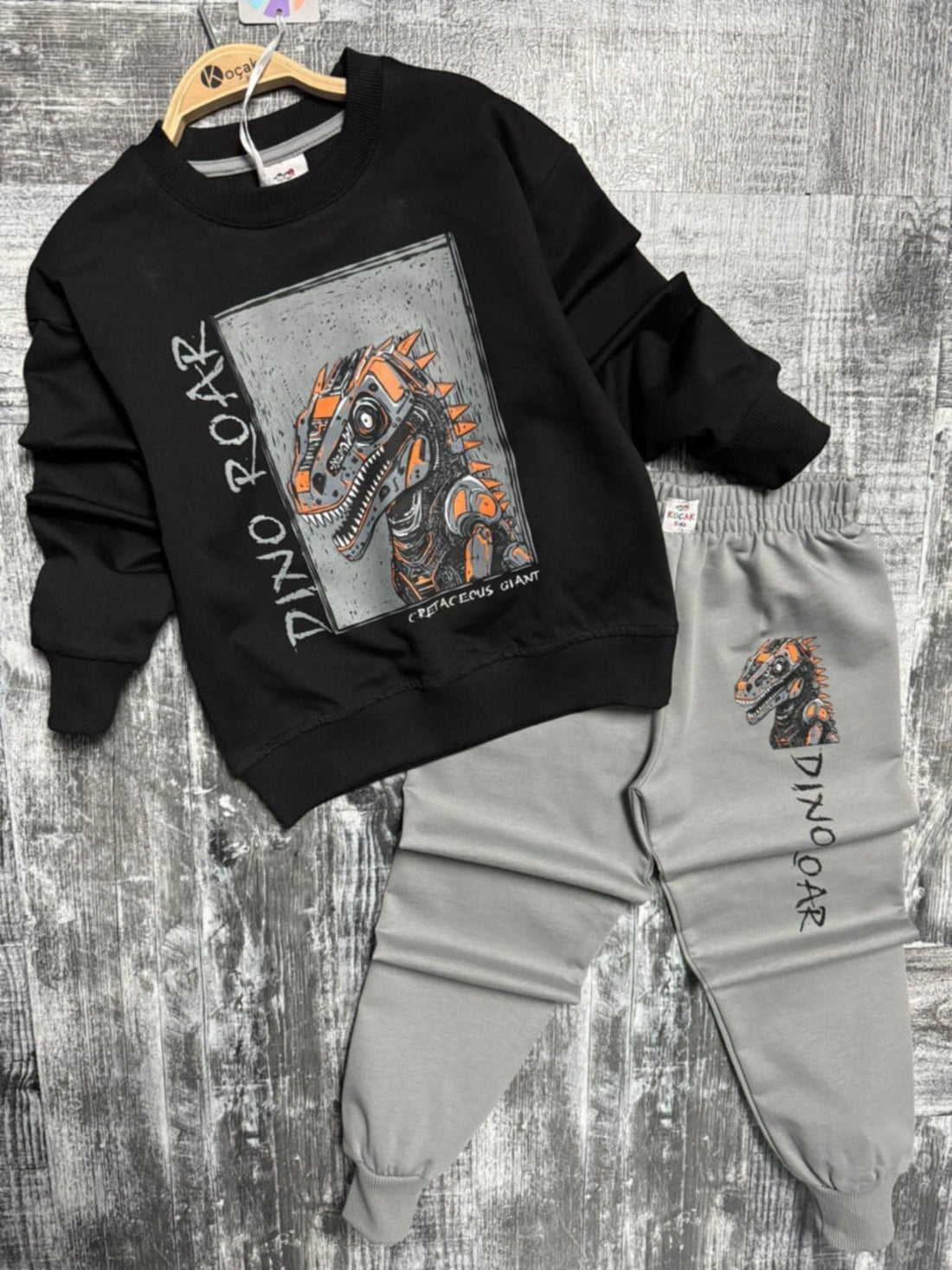 Dinoroar Jungen-Trainingsanzug, graue Decke 1323-7825-42