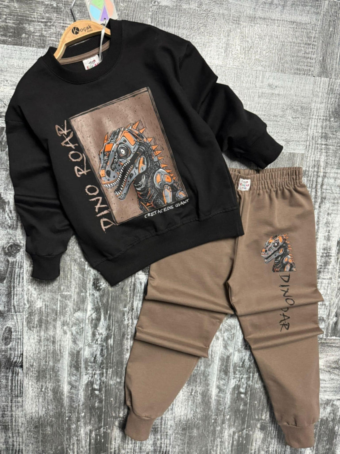 Dinoroar Trainingsanzug für Jungen, braun, Kocak 1323-7825-4