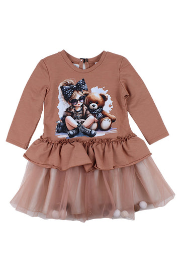 Guliwerkids Schokoladenbraunes Bubble-Kleid für Mädchen 3327-221025