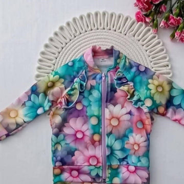 Rosa Mädchen-Sweatshirt mit Reißverschluss und Blumen Guliwerkids 3906-15425-40