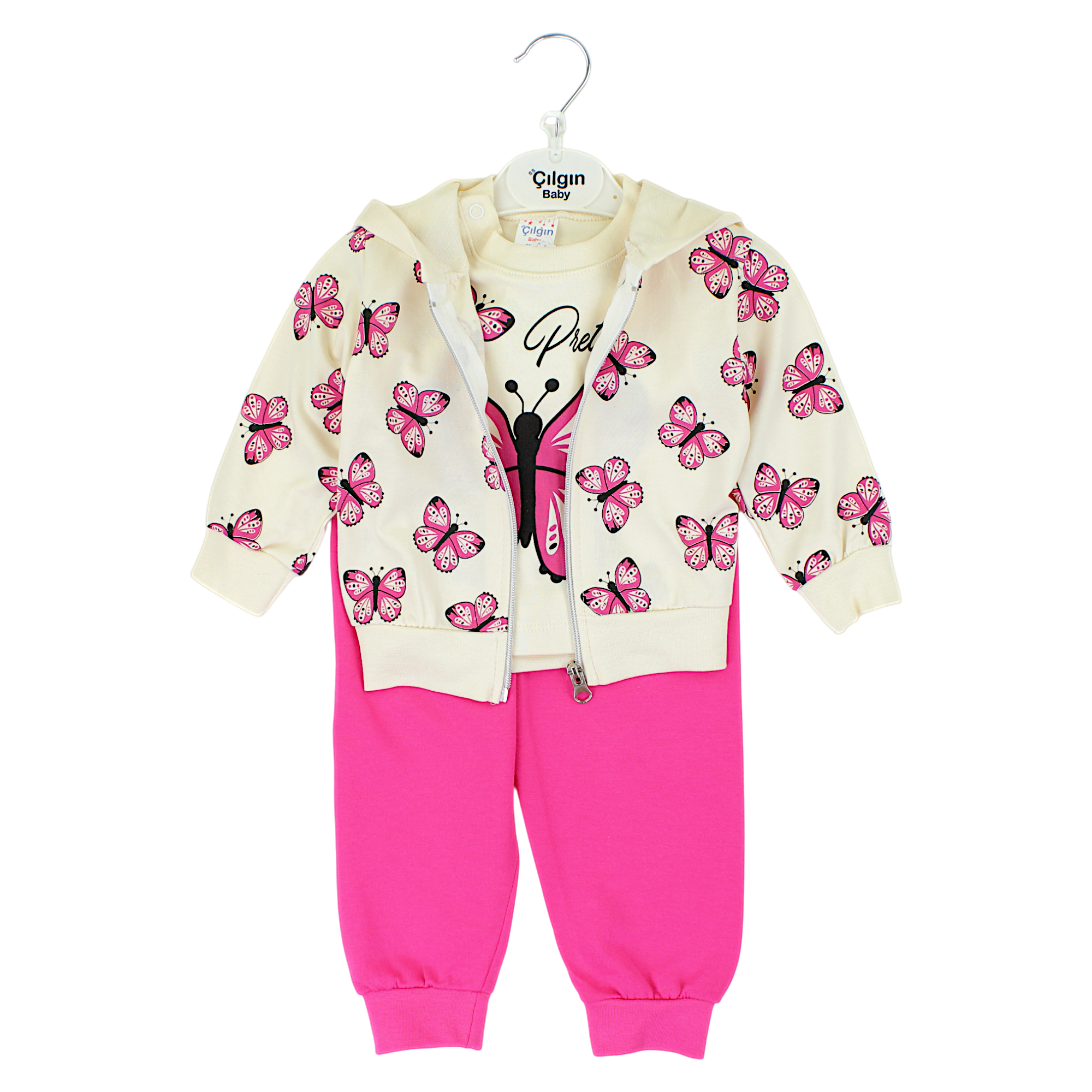 3-teiliger Trainingsanzug Schmetterling Mädchen fuchsia Cilgin Baby 3639-27225-21