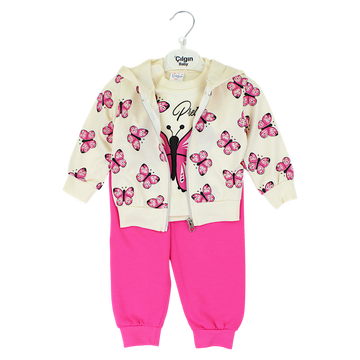 3-teiliger Trainingsanzug Schmetterling Mädchen fuchsia Cilgin Baby 3639-27225-21
