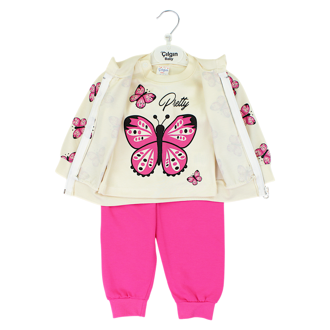 3-teiliger Trainingsanzug Schmetterling Mädchen fuchsia Cilgin Baby 3639-27225-21