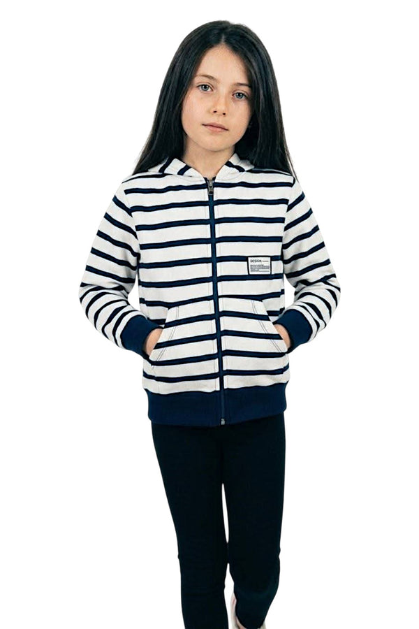 Bluza rozsuwana w paski dziewczęca granat Breeze 23218-3926-23