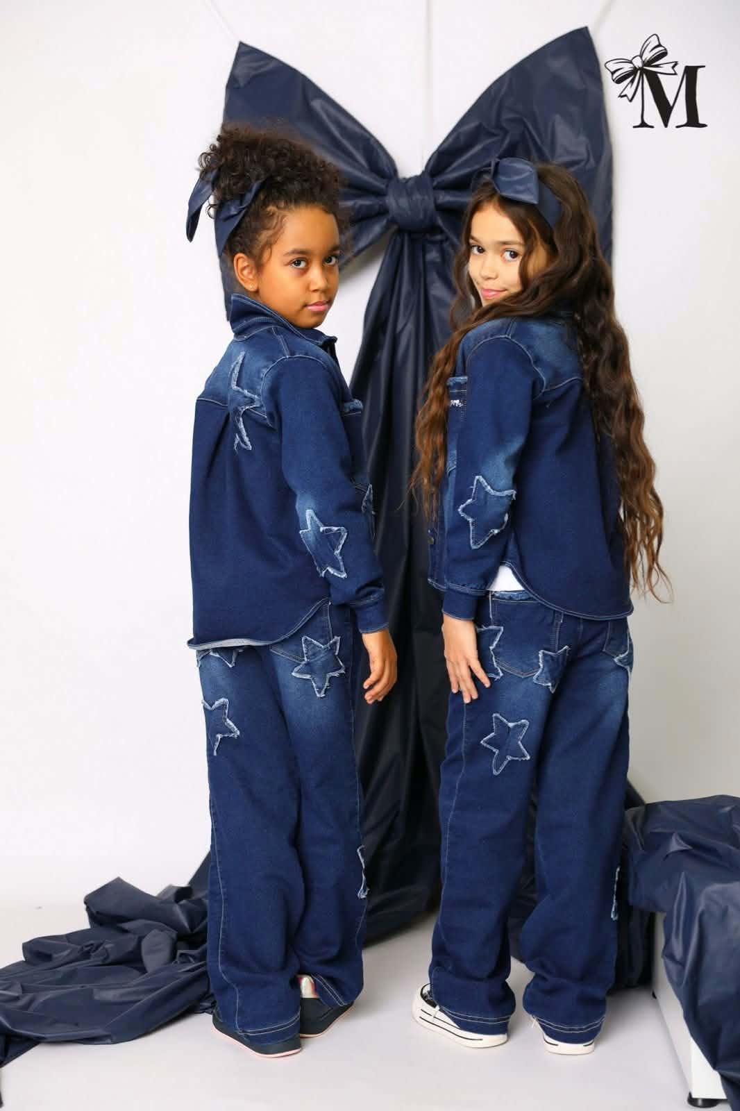 Koszula jeansowa dekatyzowana gwiazdki dziewczynka jeans MałaMi 869-191026-26